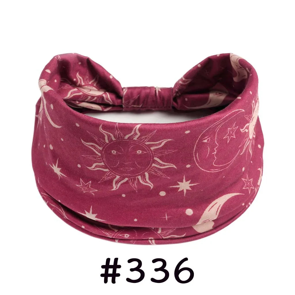 Boho Headbands for Women Knotted Wide Headwrap Turban Yoga Workout Head Bands Stretch Hiarbands Cotton Bandana Hair Accessories