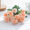 5 Forks 15 Heads Artificial Flowers Small Carnation Festival Wreath Accessories Home Living Room Table Bonsai Wedding Decoration