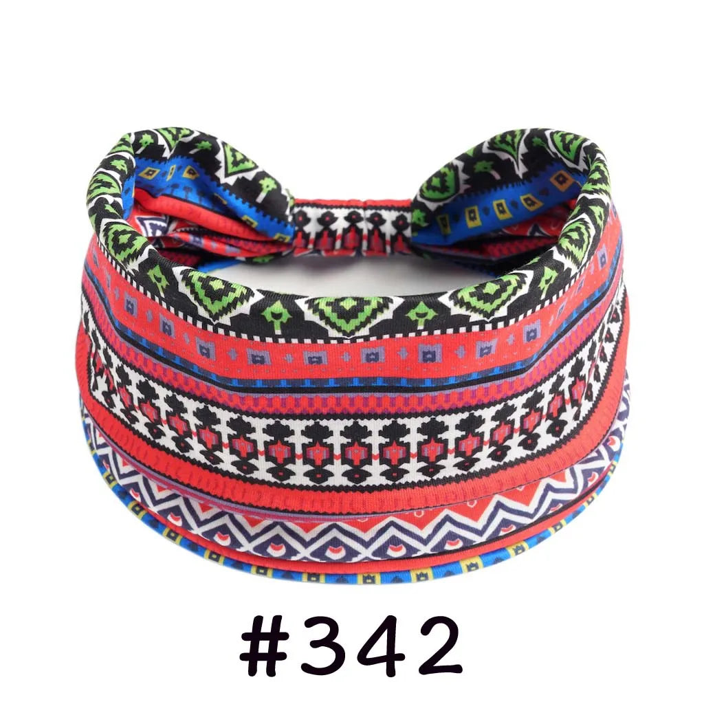 Boho Headbands for Women Knotted Wide Headwrap Turban Yoga Workout Head Bands Stretch Hiarbands Cotton Bandana Hair Accessories