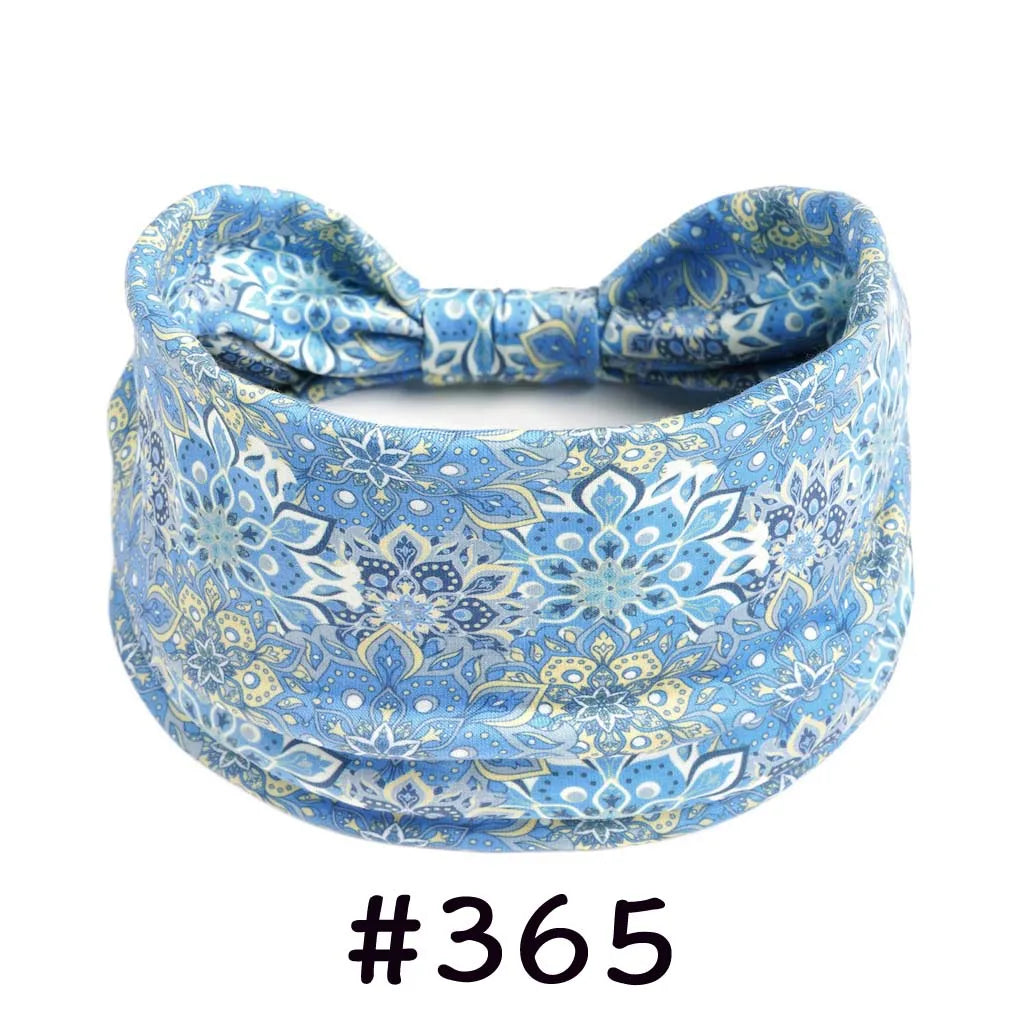 Boho Headbands for Women Knotted Wide Headwrap Turban Yoga Workout Head Bands Stretch Hiarbands Cotton Bandana Hair Accessories