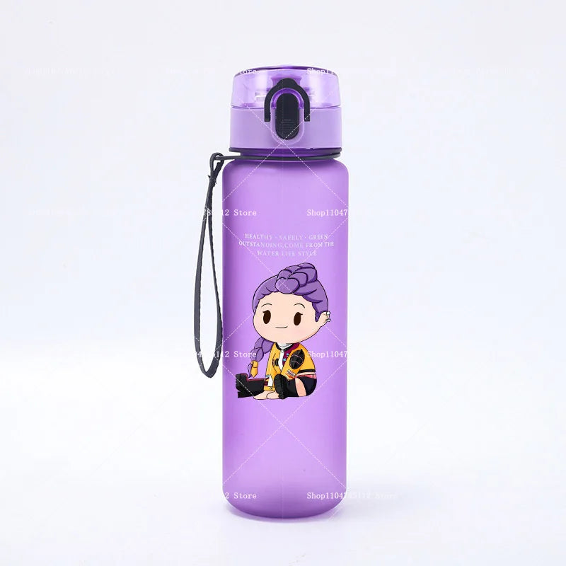 650ML KPop Demon Hunters Water Cup Trend Simple Frosted Sports Water Cup Boys Girl Portable Drop-proof Outdoor Fitness Jug Gift