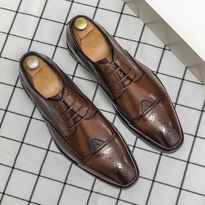 2022 High Quality Handmade Oxford Dress Shoes Men Genuine Cow Leather Suit Shoes Footwear Wedding Formal Italian Shoes Casual
