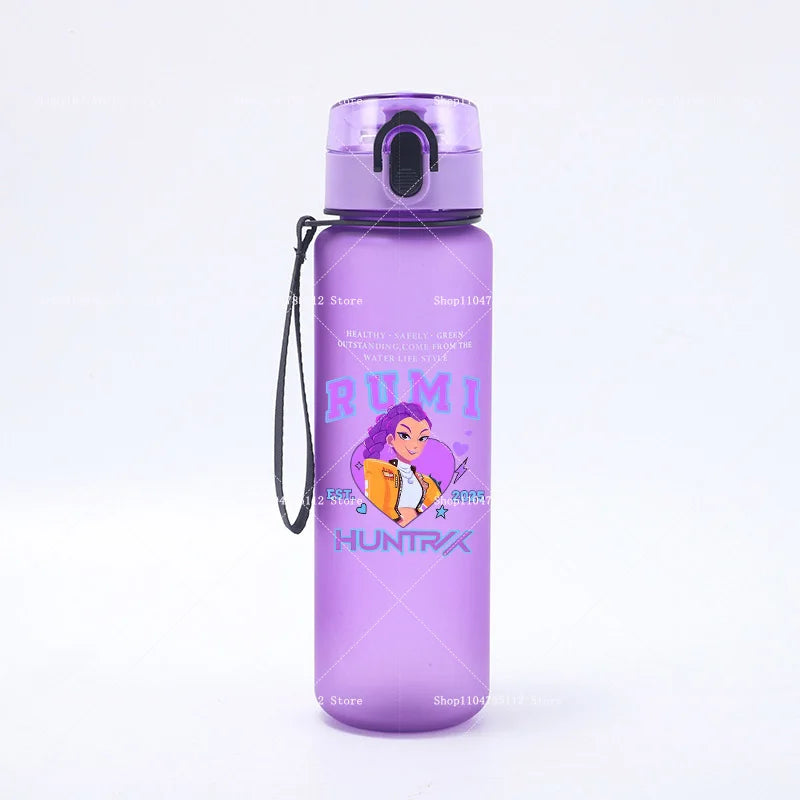 650ML KPop Demon Hunters Water Cup Trend Simple Frosted Sports Water Cup Boys Girl Portable Drop-proof Outdoor Fitness Jug Gift