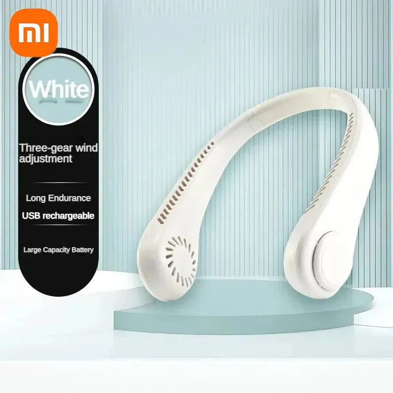 Xiaomi New Hanging Neck Fan 360 Degrees Hanging Neck Fan Portable Cooling Fan USB Bladeless Surround Air Outlet Rechargeable