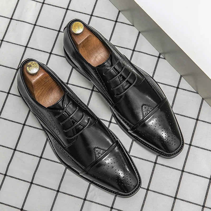 2022 High Quality Handmade Oxford Dress Shoes Men Genuine Cow Leather Suit Shoes Footwear Wedding Formal Italian Shoes Casual