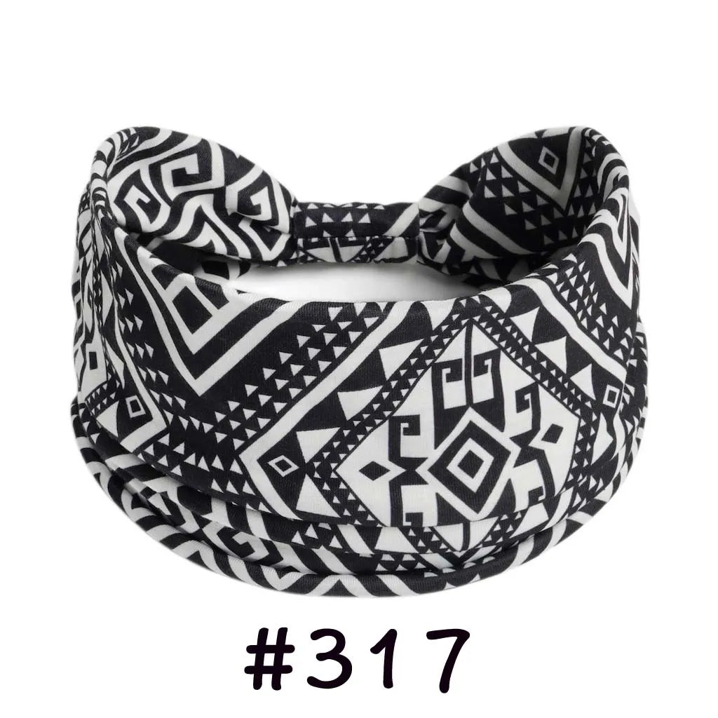 Boho Headbands for Women Knotted Wide Headwrap Turban Yoga Workout Head Bands Stretch Hiarbands Cotton Bandana Hair Accessories