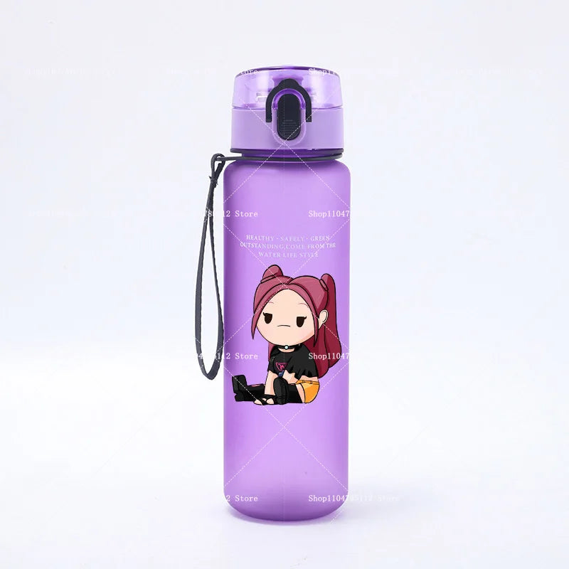 650ML KPop Demon Hunters Water Cup Trend Simple Frosted Sports Water Cup Boys Girl Portable Drop-proof Outdoor Fitness Jug Gift