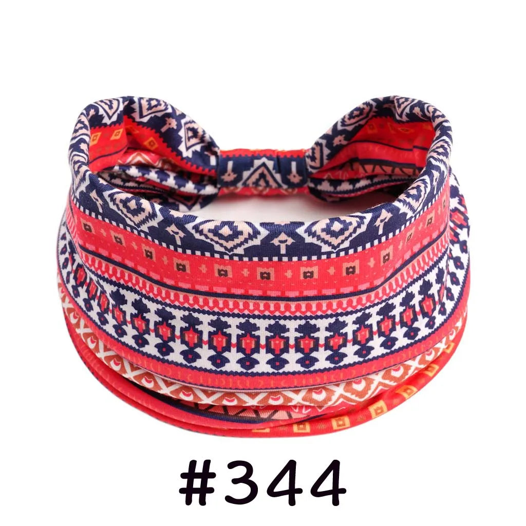 Boho Headbands for Women Knotted Wide Headwrap Turban Yoga Workout Head Bands Stretch Hiarbands Cotton Bandana Hair Accessories