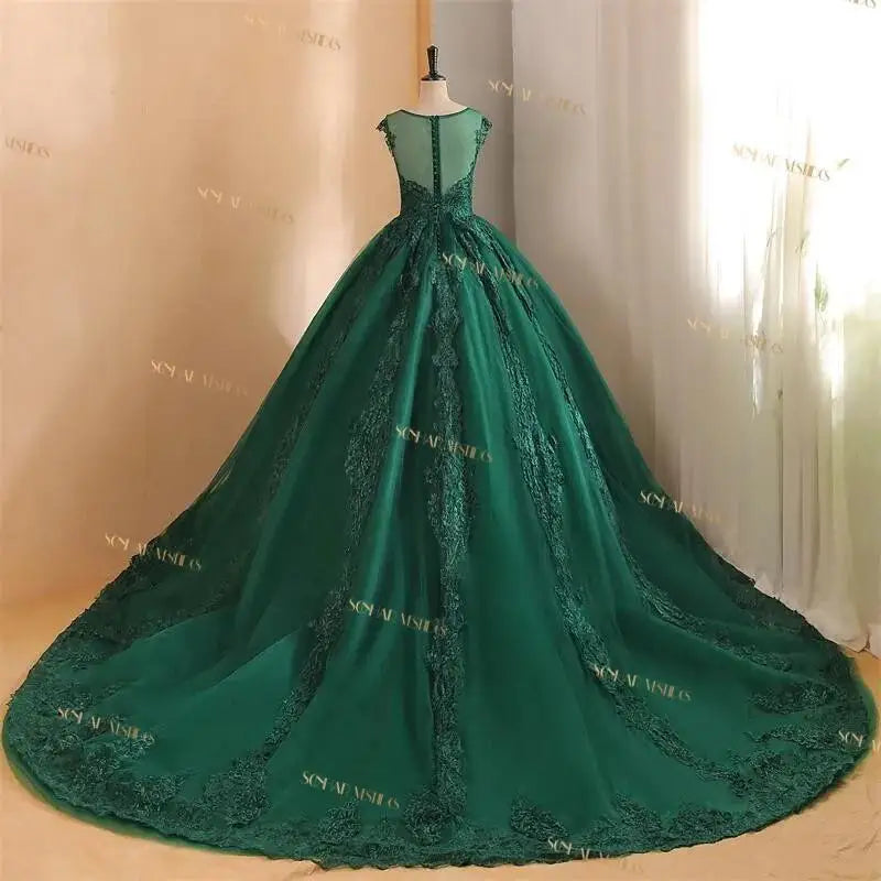 Brides Wedding Dress V-neck Luxury Lace Wedding Gown With Train Classic Ball Gown Plus Size Customized Vestido De Noiva