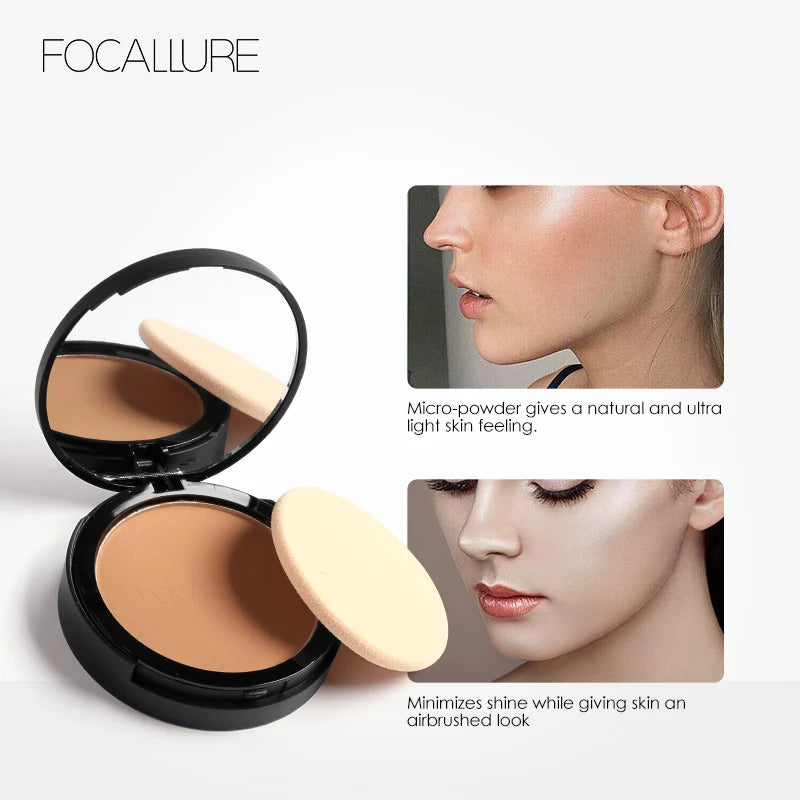 Focallure Mineral Face Pressed Powder 3 Colors Waterproof Natural Concealer Contouring Makeup Face Powder Oil Control