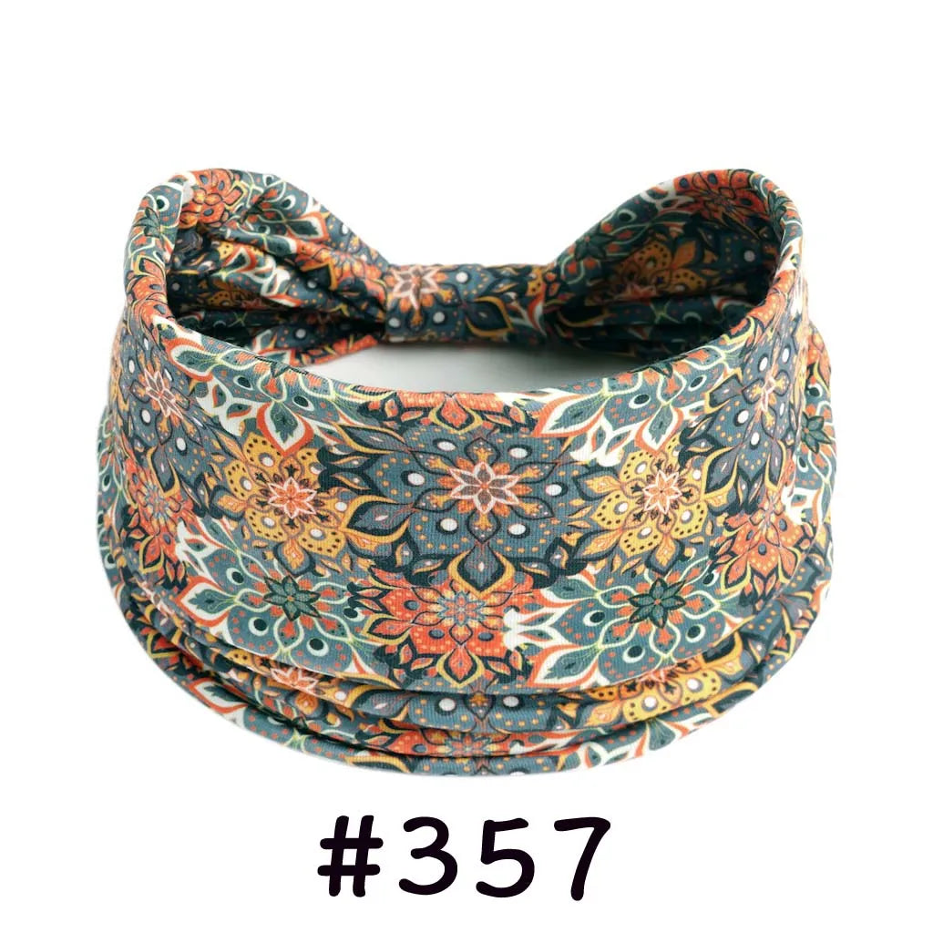 Boho Headbands for Women Knotted Wide Headwrap Turban Yoga Workout Head Bands Stretch Hiarbands Cotton Bandana Hair Accessories