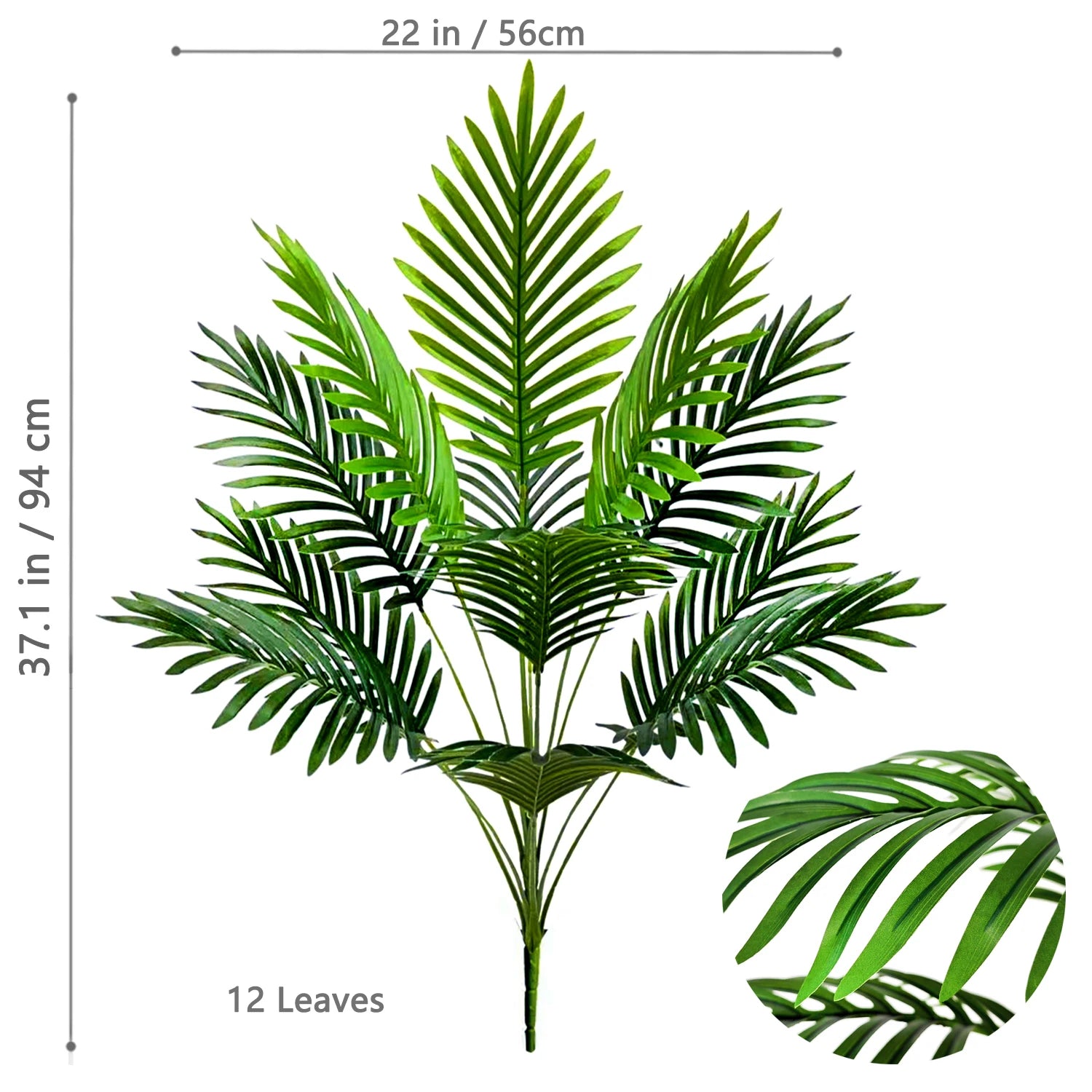53-123cm  Artificial Palm Tree Tropical Fake Plant Green Plastic Palm Leaf Branches Suitable for Home Garden Decoration
