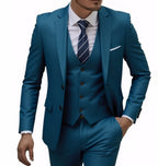 13 Color Basic Style Men's Casual Solid Color 3 Pieces Suits / Male Two Button Blazers Jacker Coat Trousers Pants Vest Waistcoat