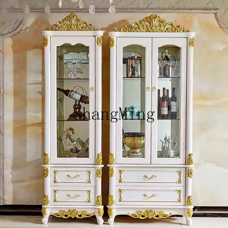 DHY household solid wood glass display cabinet dining room single and double door cabinet storage cabinet