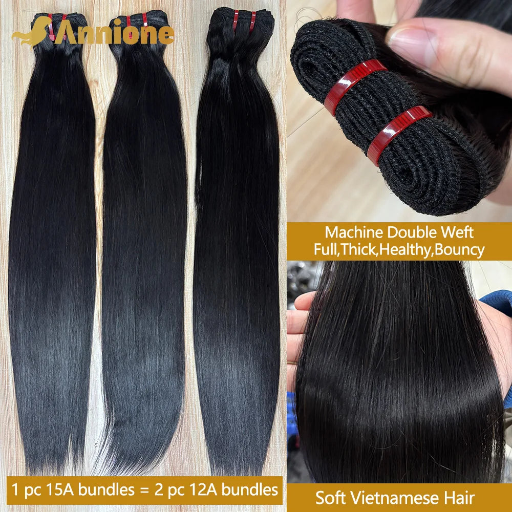 15A Raw Hair Bundles Double Drawn Vietnamese 22Inch Straight Bundles 100% Human Hair Bundles Unprocessed Virgin Hair Extensions