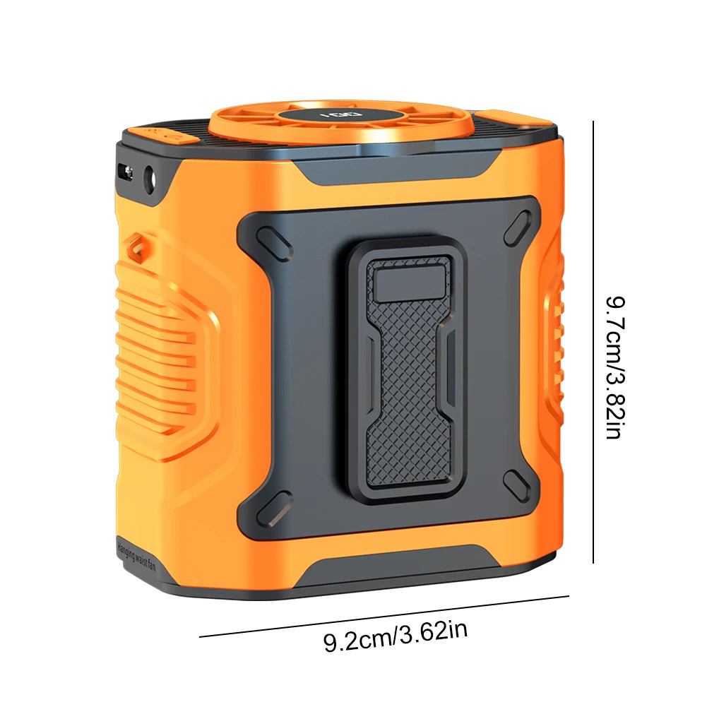 4000mAh Waist Clip Fan Rechargeable Personal Wearable Belt Clip Fan Portable Powerbank Flashlight Fan for Outdoor Camping Hiking