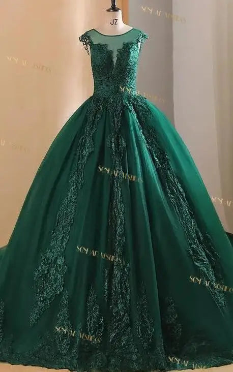 Brides Wedding Dress V-neck Luxury Lace Wedding Gown With Train Classic Ball Gown Plus Size Customized Vestido De Noiva