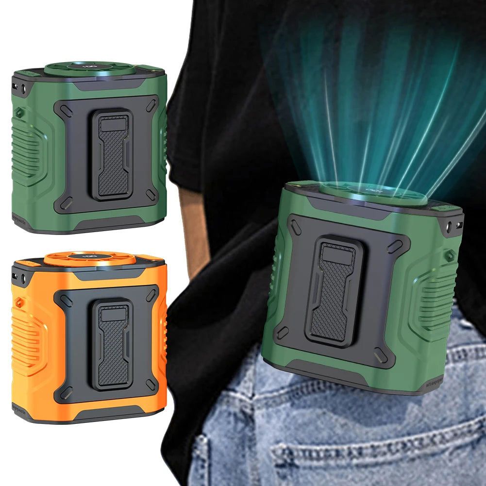 4000mAh Waist Clip Fan Rechargeable Personal Wearable Belt Clip Fan Portable Powerbank Flashlight Fan for Outdoor Camping Hiking