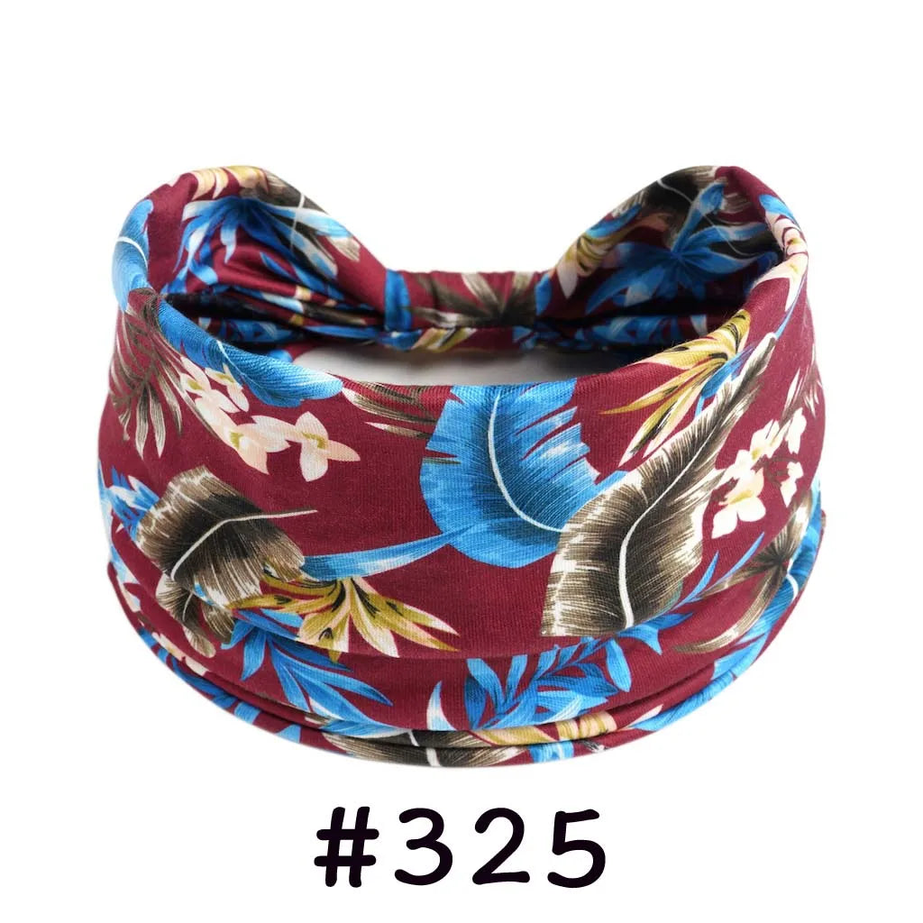 Boho Headbands for Women Knotted Wide Headwrap Turban Yoga Workout Head Bands Stretch Hiarbands Cotton Bandana Hair Accessories