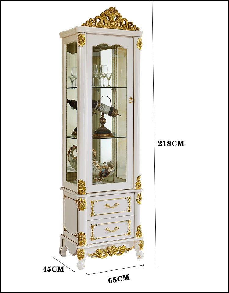 DHY household solid wood glass display cabinet dining room single and double door cabinet storage cabinet