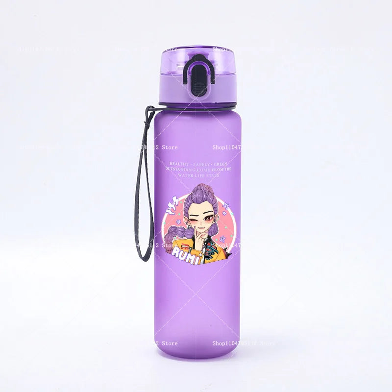 650ML KPop Demon Hunters Water Cup Trend Simple Frosted Sports Water Cup Boys Girl Portable Drop-proof Outdoor Fitness Jug Gift