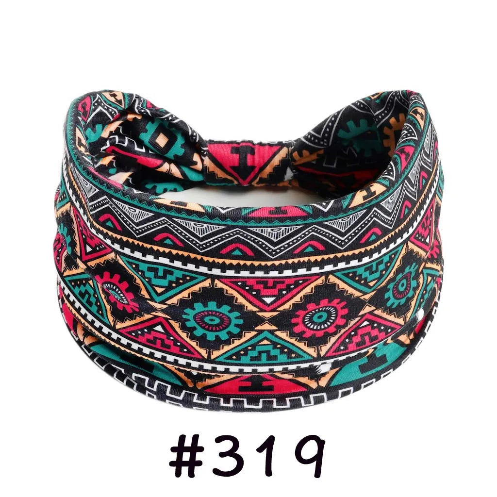 Boho Headbands for Women Knotted Wide Headwrap Turban Yoga Workout Head Bands Stretch Hiarbands Cotton Bandana Hair Accessories