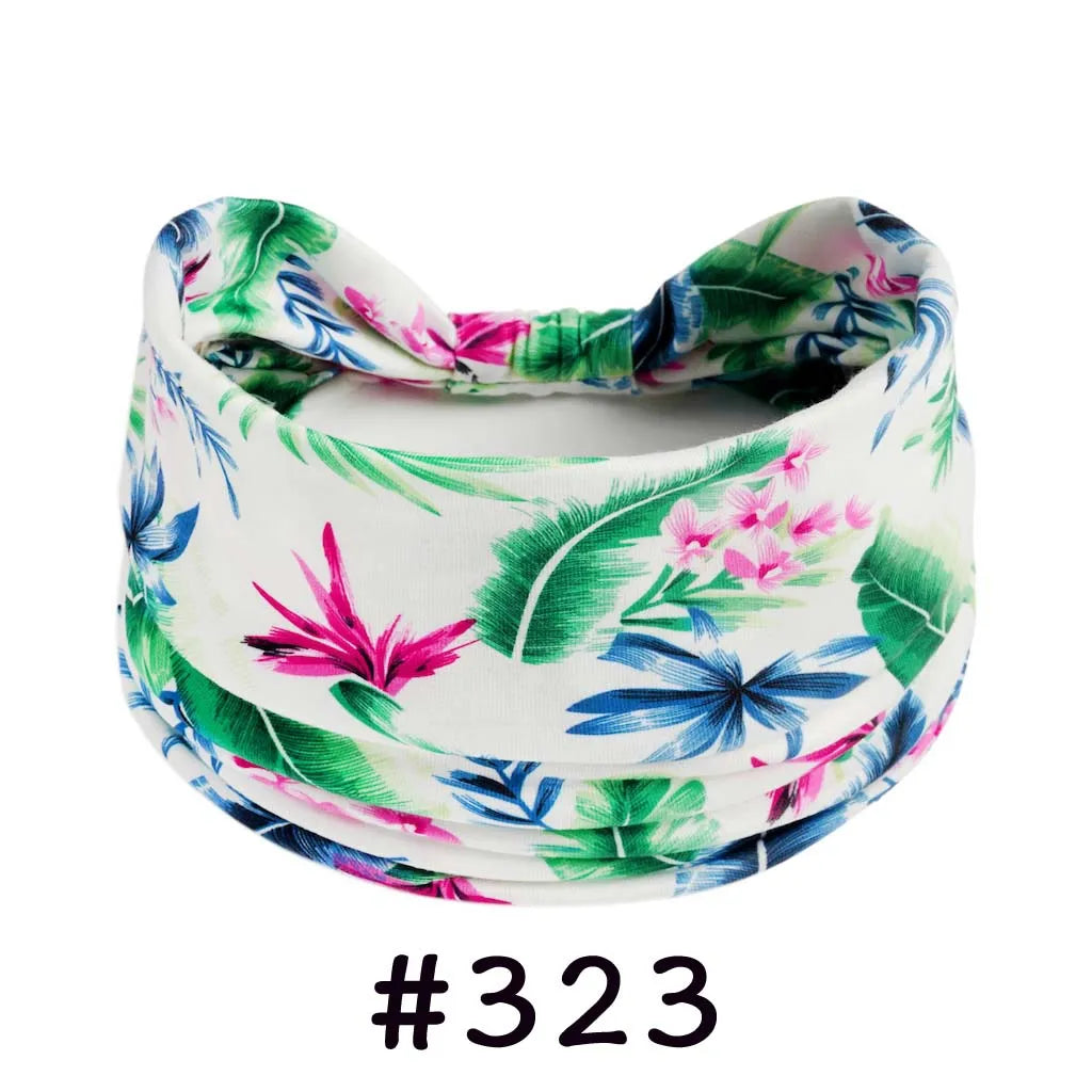 Boho Headbands for Women Knotted Wide Headwrap Turban Yoga Workout Head Bands Stretch Hiarbands Cotton Bandana Hair Accessories