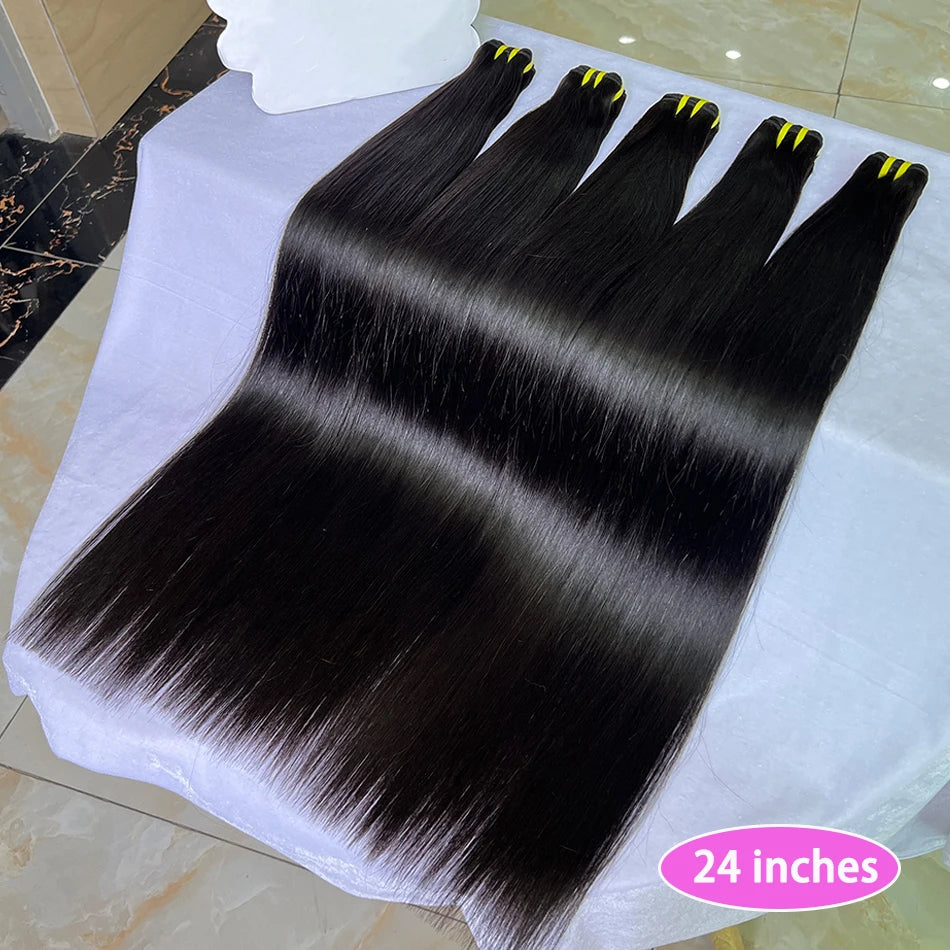 Bone Straight 100% Unprocessed Raw Virgin Human Hair Bundles 10-36 inches Hair Weave Extensions #1B Natural Color For Women