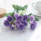 5 Forks 15 Heads Artificial Flowers Small Carnation Festival Wreath Accessories Home Living Room Table Bonsai Wedding Decoration