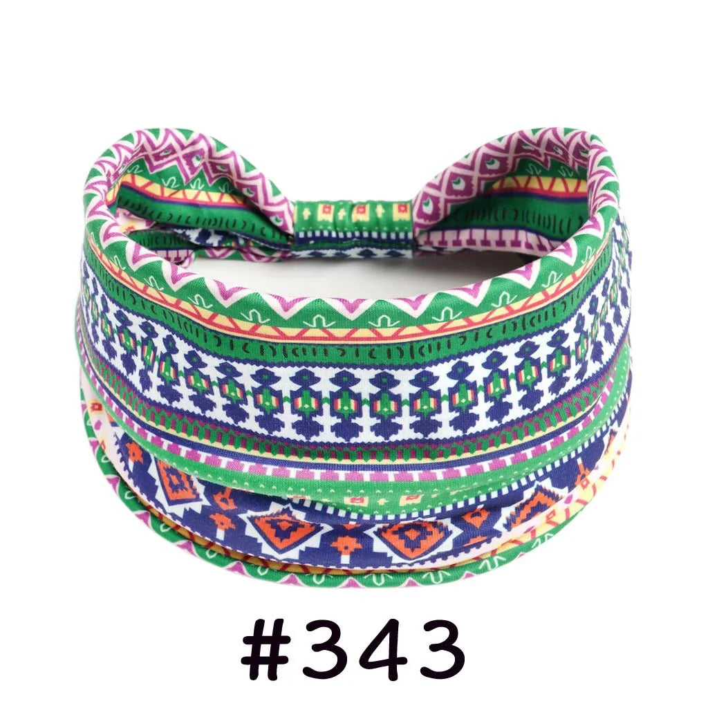 Boho Headbands for Women Knotted Wide Headwrap Turban Yoga Workout Head Bands Stretch Hiarbands Cotton Bandana Hair Accessories