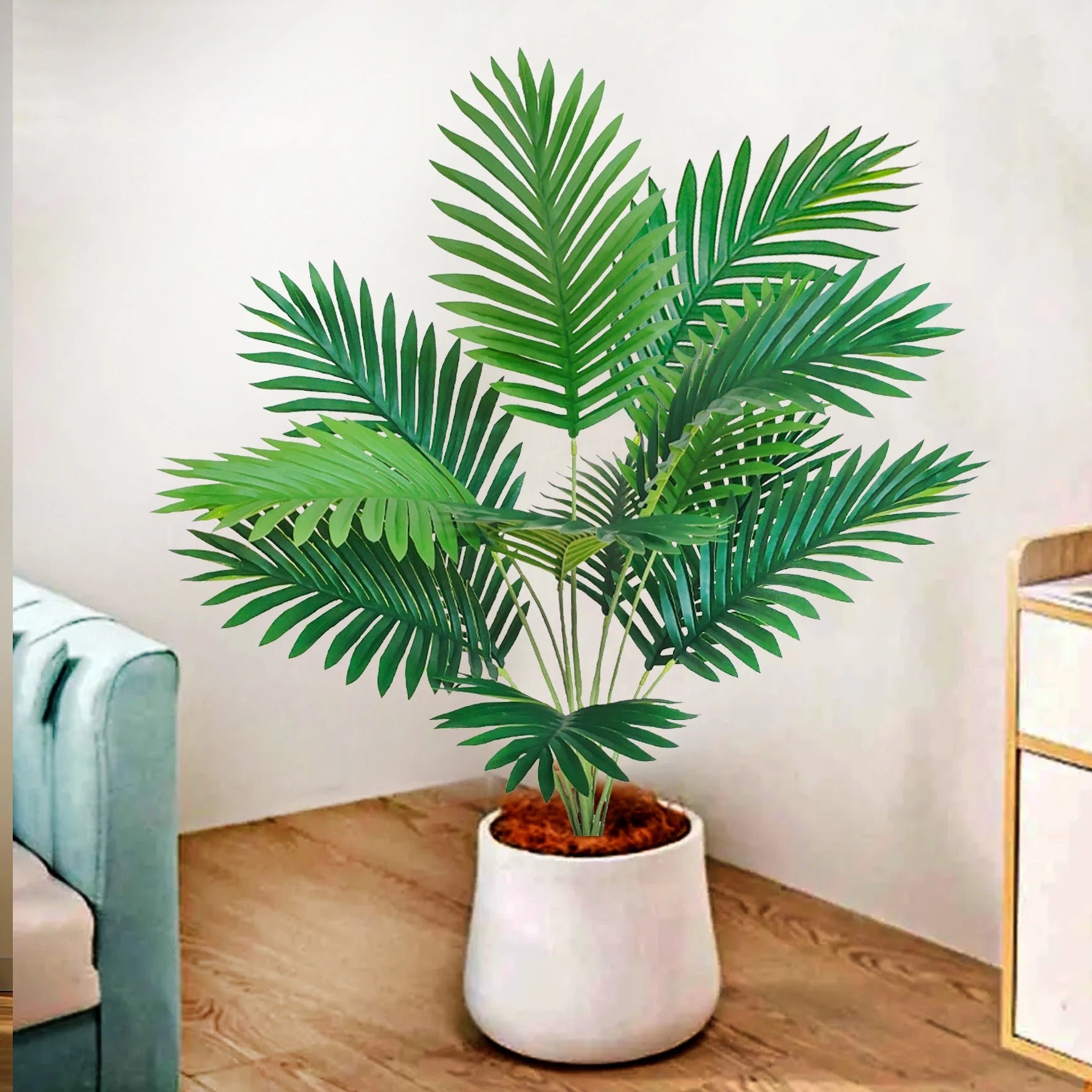 53-123cm  Artificial Palm Tree Tropical Fake Plant Green Plastic Palm Leaf Branches Suitable for Home Garden Decoration