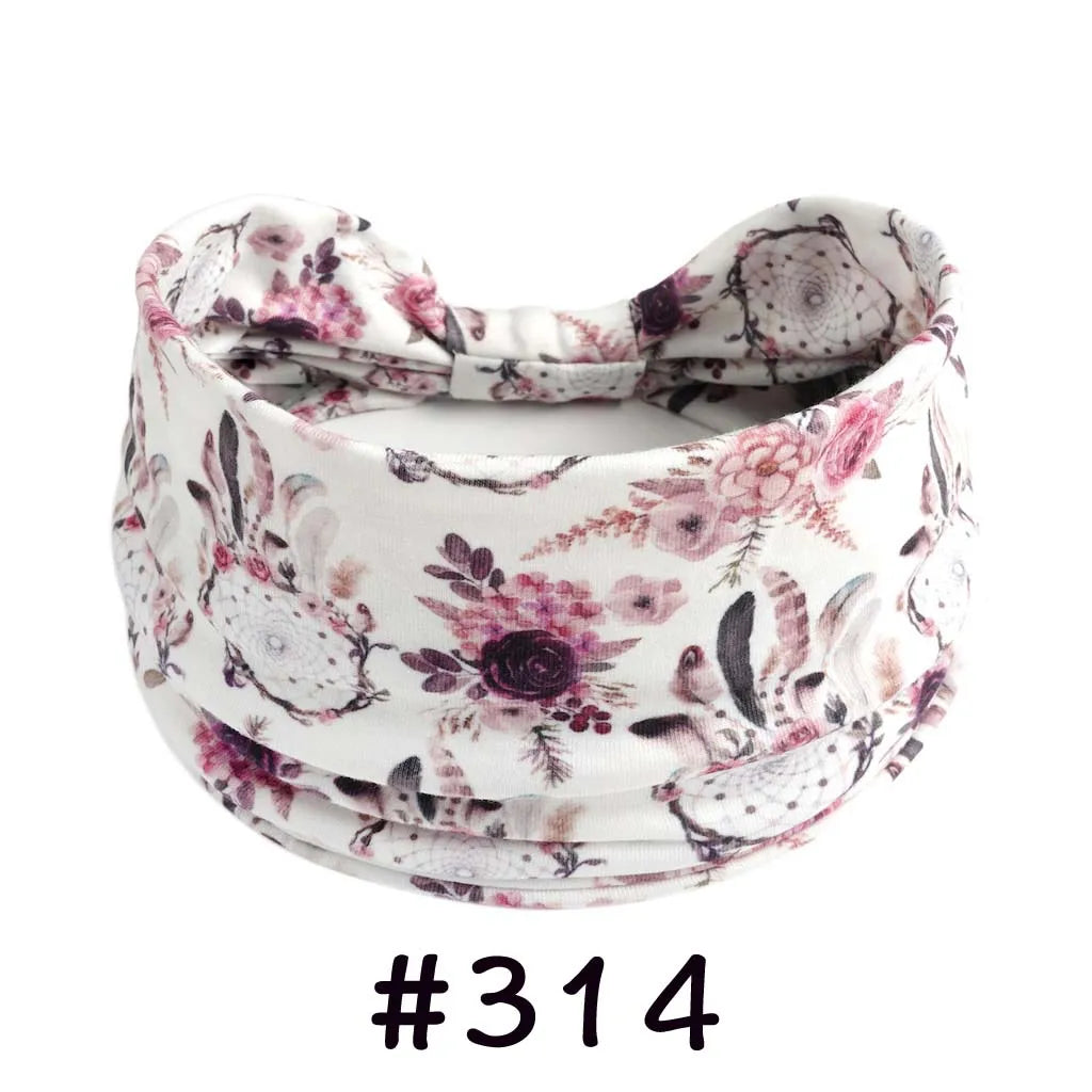 Boho Headbands for Women Knotted Wide Headwrap Turban Yoga Workout Head Bands Stretch Hiarbands Cotton Bandana Hair Accessories