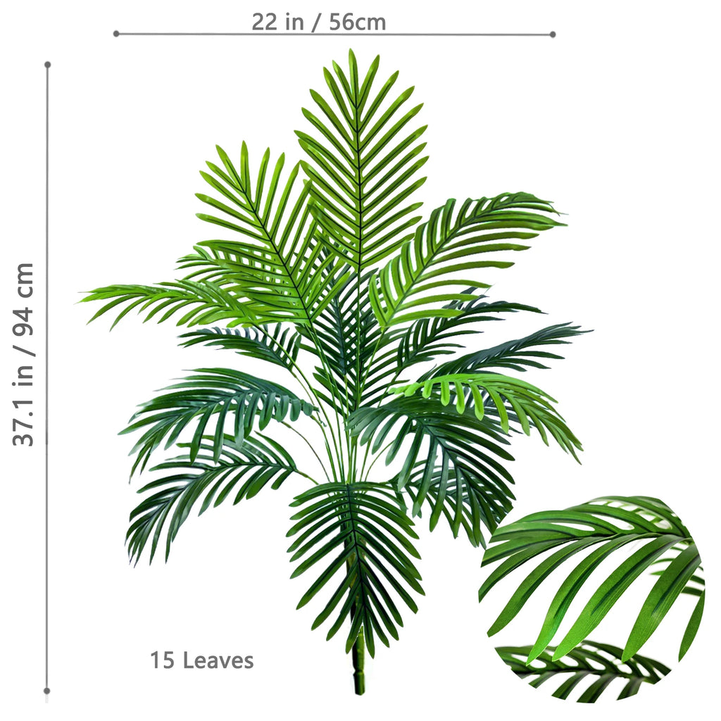 53-123cm  Artificial Palm Tree Tropical Fake Plant Green Plastic Palm Leaf Branches Suitable for Home Garden Decoration