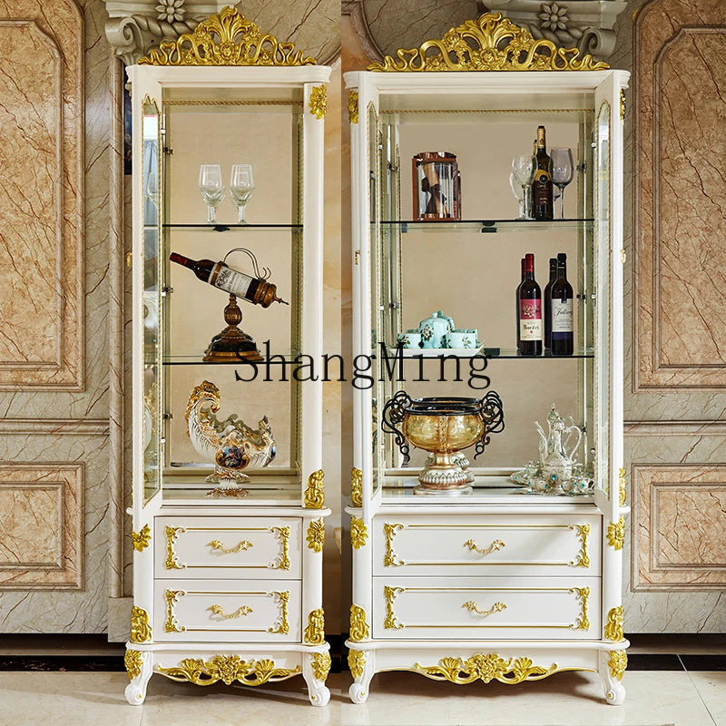 DHY household solid wood glass display cabinet dining room single and double door cabinet storage cabinet