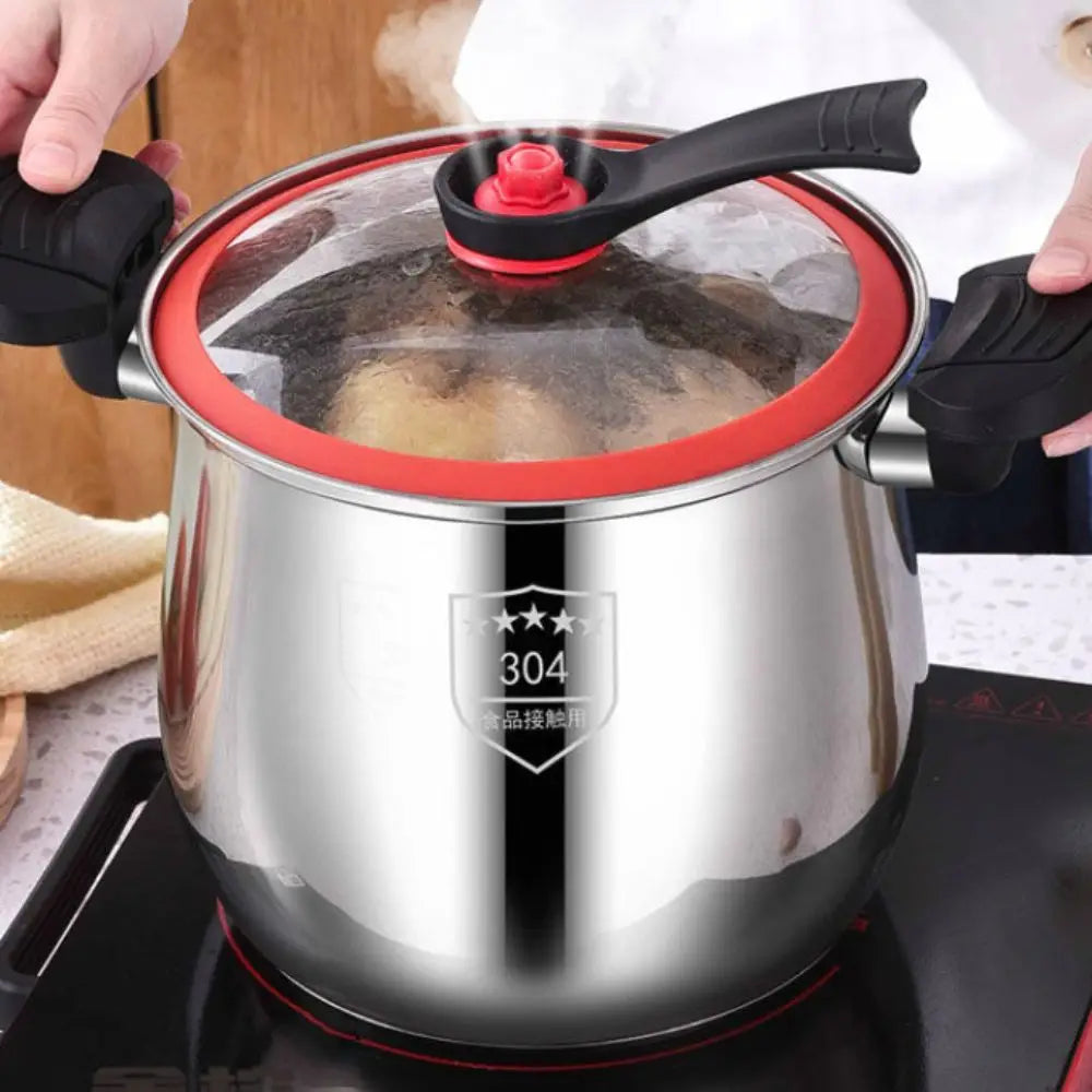 Durable 304 Stainless Steel Micro-Pressure Cooker Non-Stick Large Capacity Stockpot Anti-scalding 8 L Stew Pot Soup