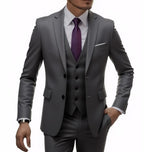 13 Color Basic Style Men's Casual Solid Color 3 Pieces Suits / Male Two Button Blazers Jacker Coat Trousers Pants Vest Waistcoat