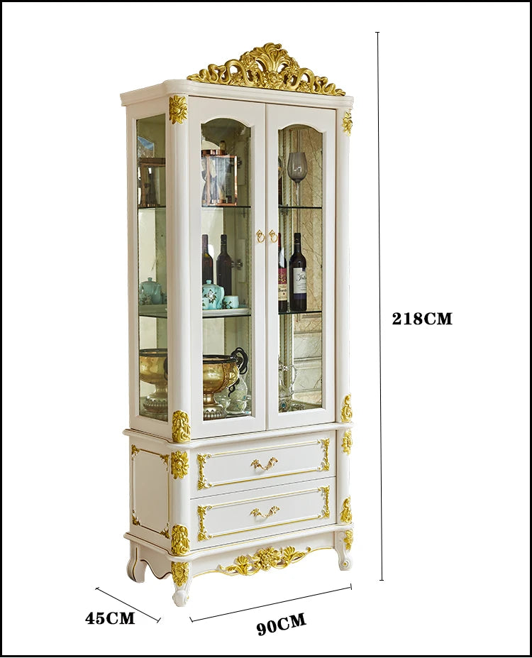 DHY household solid wood glass display cabinet dining room single and double door cabinet storage cabinet