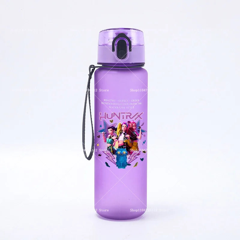 650ML KPop Demon Hunters Water Cup Trend Simple Frosted Sports Water Cup Boys Girl Portable Drop-proof Outdoor Fitness Jug Gift