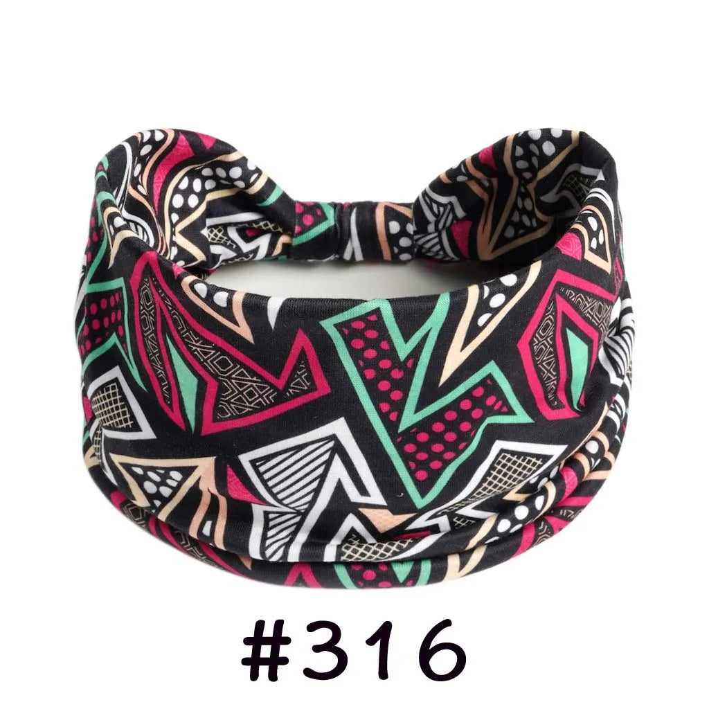 Boho Headbands for Women Knotted Wide Headwrap Turban Yoga Workout Head Bands Stretch Hiarbands Cotton Bandana Hair Accessories