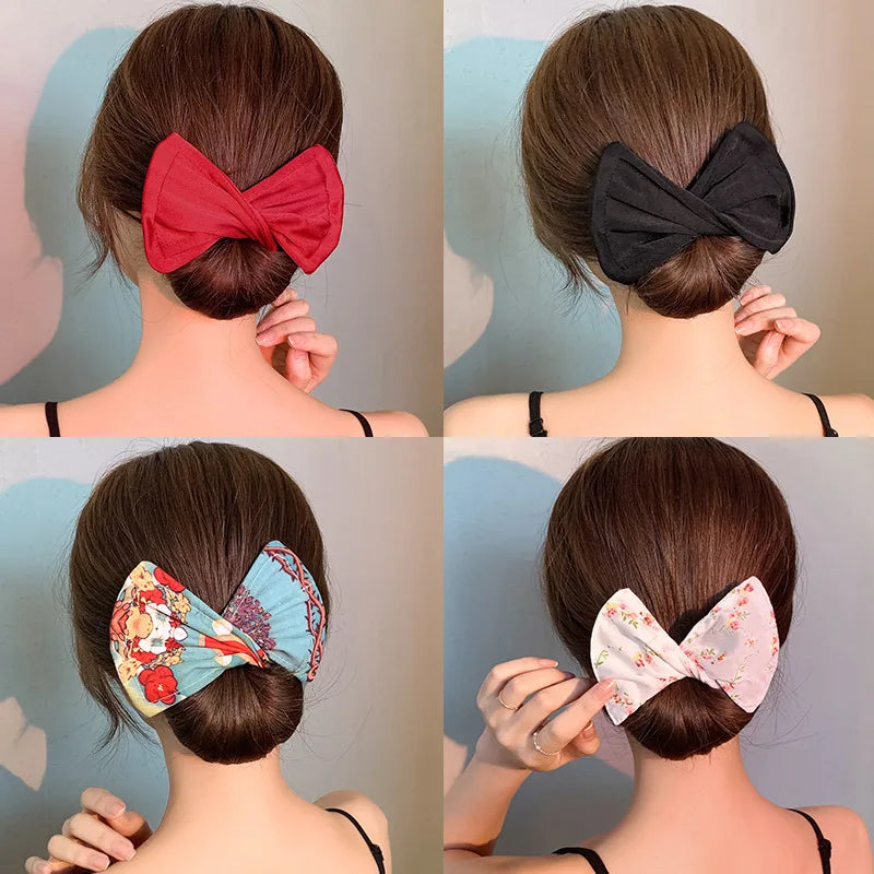Deft Bun Hair Band DIY Donut Maker Girls Women Print Knotted Flexible Twister Styling Tool Headband Curler Hair Accessories