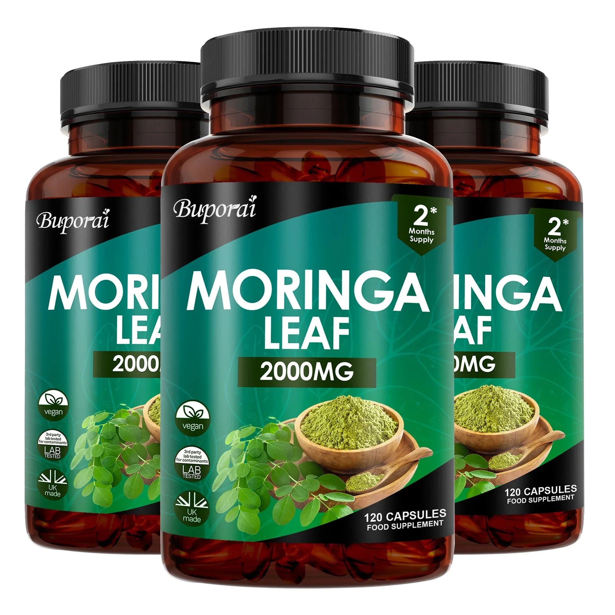 Moringa Leaf Capsules - Supports Digestive and Intestinal Health, Antioxidants, Nourishes Skin, Improves Energy Levels
