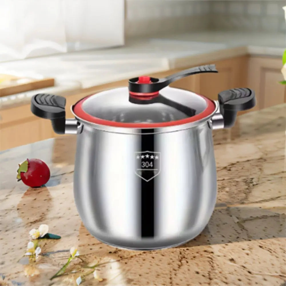 Durable 304 Stainless Steel Micro-Pressure Cooker Non-Stick Large Capacity Stockpot Anti-scalding 8 L Stew Pot Soup