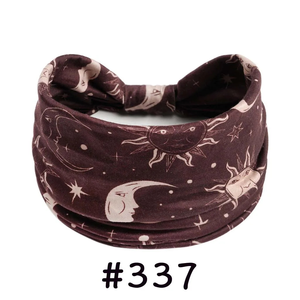 Boho Headbands for Women Knotted Wide Headwrap Turban Yoga Workout Head Bands Stretch Hiarbands Cotton Bandana Hair Accessories