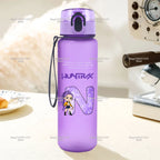 650ml Move K-Pop Demon Hunters Water Bottle Cute Letter A-Z Printed Portable Fitness Drink Container Fashion Girls Birthday Gift