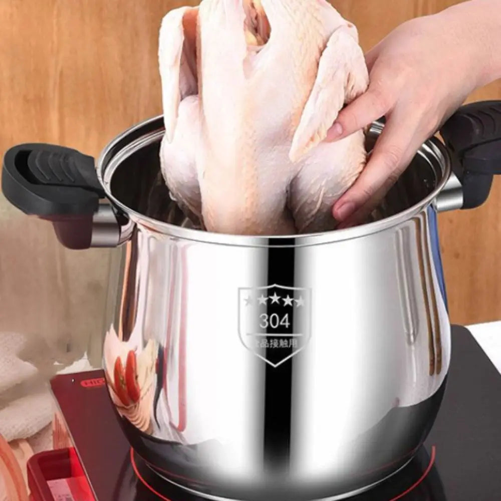Durable 304 Stainless Steel Micro-Pressure Cooker 8 L Non-Stick Stockpot Large Capacity Anti-scalding Soup Pot Porridge
