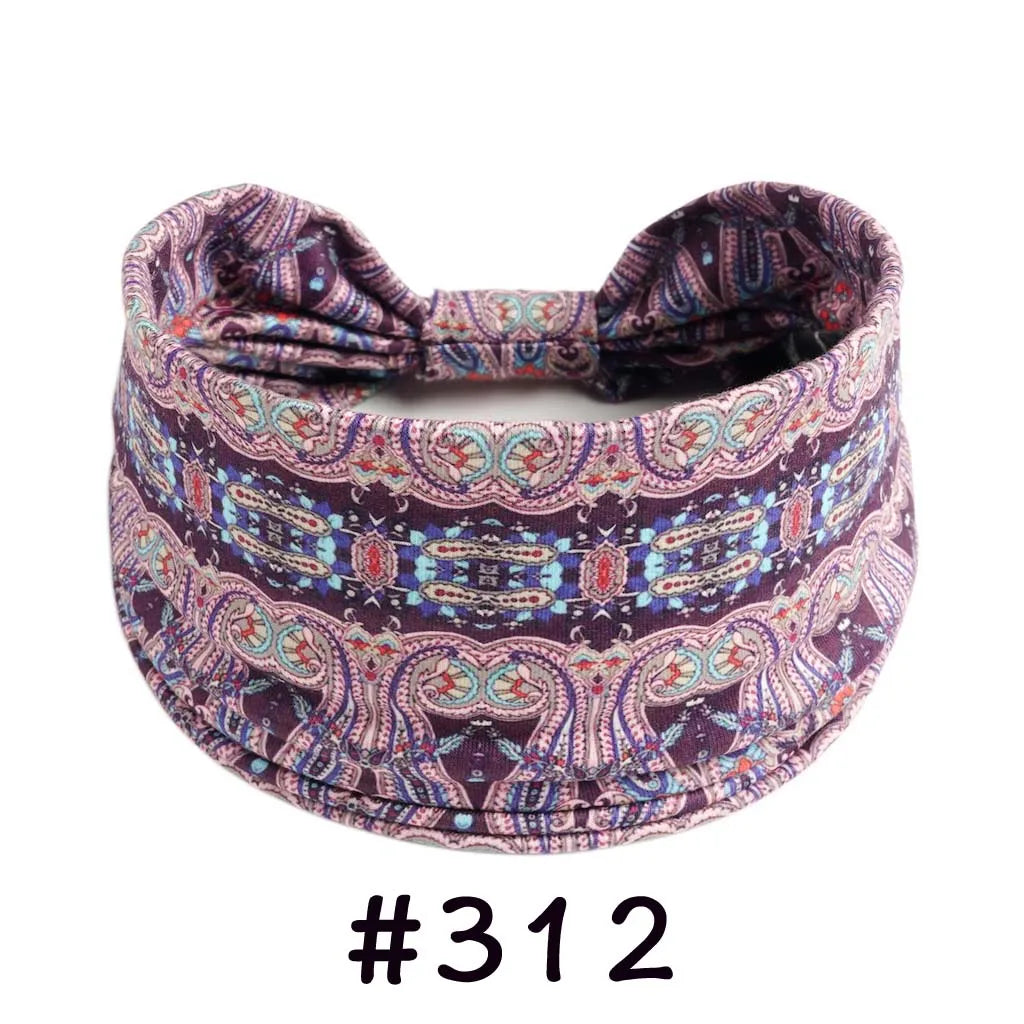 Boho Headbands for Women Knotted Wide Headwrap Turban Yoga Workout Head Bands Stretch Hiarbands Cotton Bandana Hair Accessories