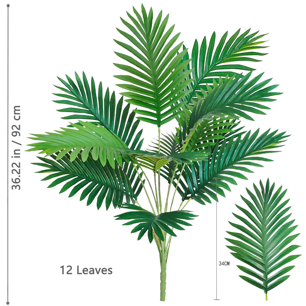 53-123cm  Artificial Palm Tree Tropical Fake Plant Green Plastic Palm Leaf Branches Suitable for Home Garden Decoration