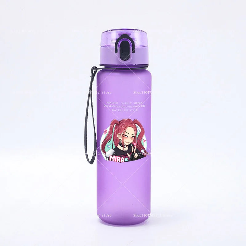 650ML KPop Demon Hunters Water Cup Trend Simple Frosted Sports Water Cup Boys Girl Portable Drop-proof Outdoor Fitness Jug Gift