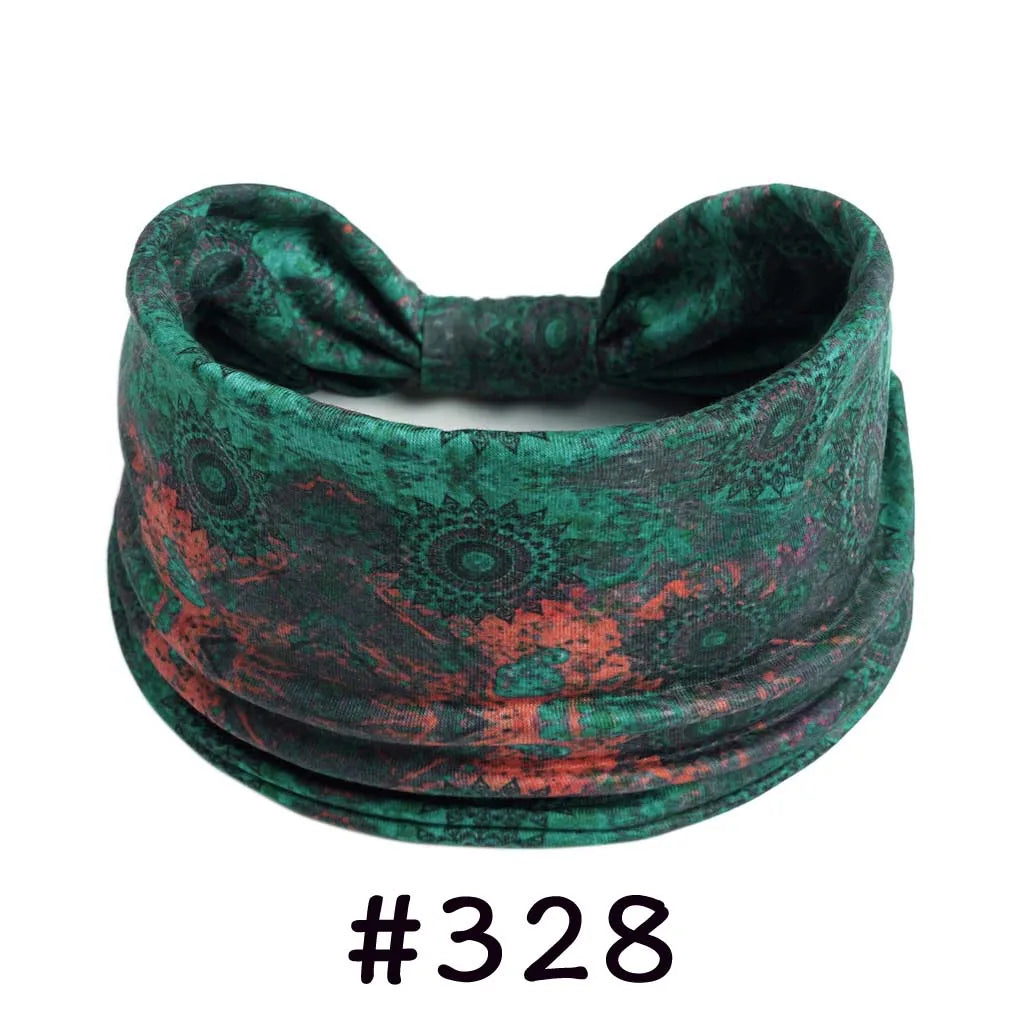 Boho Headbands for Women Knotted Wide Headwrap Turban Yoga Workout Head Bands Stretch Hiarbands Cotton Bandana Hair Accessories