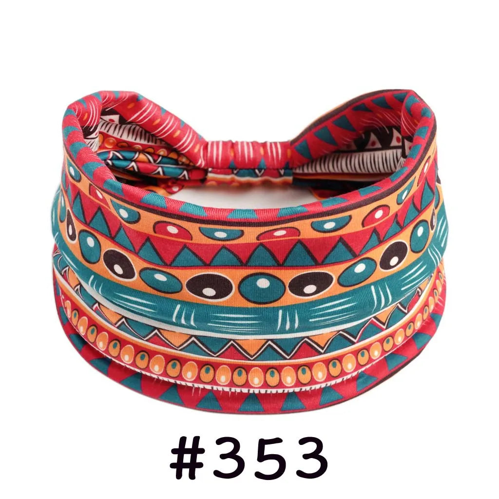 Boho Headbands for Women Knotted Wide Headwrap Turban Yoga Workout Head Bands Stretch Hiarbands Cotton Bandana Hair Accessories